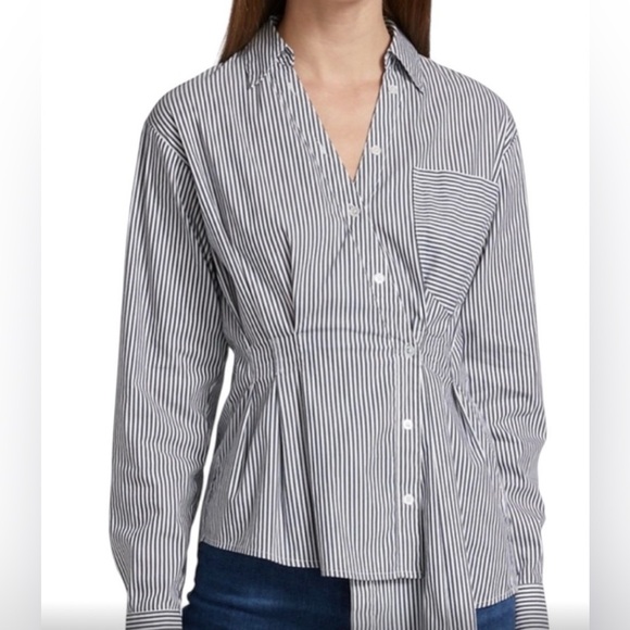 Veronica Beard Striped Button Down Rosamund Shirt - Picture 7 of 7